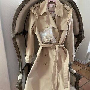 New LoveShackFancy X Gap Trench Coat Ruffle Detail Wicker XS NWT